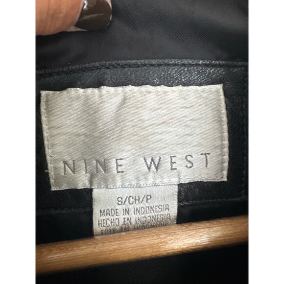 Nine West Vintage Leather Y2K Butter Soft Button-Up Jacket in Black - Size S - Picture 4 of 7